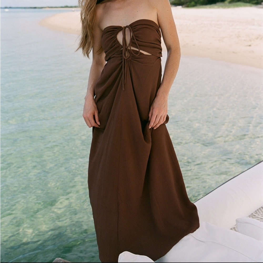 GILLIA Malena Dress in Chocolate Rayon